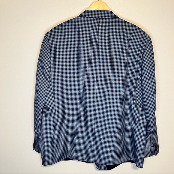 Michael Kors Men’s Sports Coat Blazer Navy and Blue Check Size 50R - Picture 2 of 14